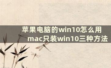 苹果电脑的win10怎么用 mac只装win10三种方法